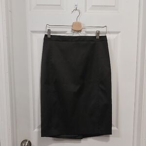 Elegant Thick Satin Black Pencil Skirt, Size 8